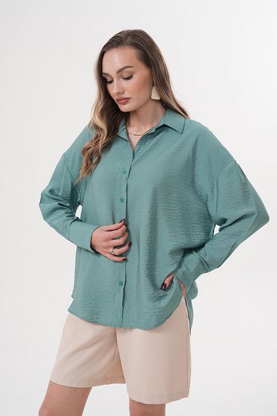 Catto Peak Women's Green Plain 100% Polyester Regular Shirt