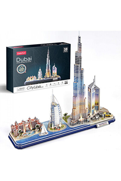 Cubic Fun - Puzzle 3D cu LED-uri Dubai 182 de piese