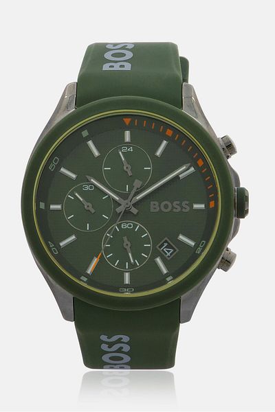 BOSS Men Velocity 1514060 Silicone Watch 44mm, Olive