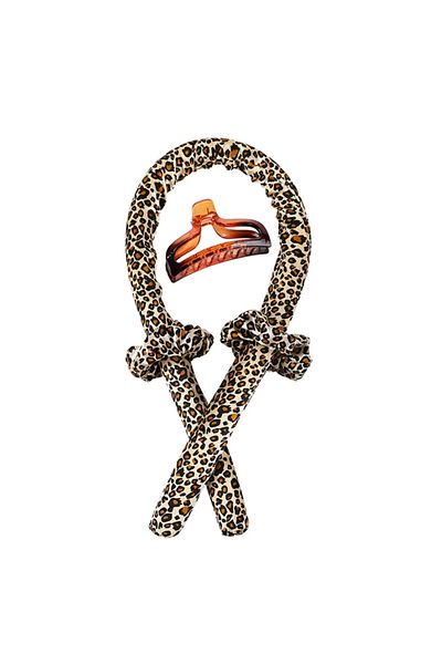 REDz Accessories Heatless Hair Curler Set, Curling Headband, Soft Foam and Satin, Animal Print