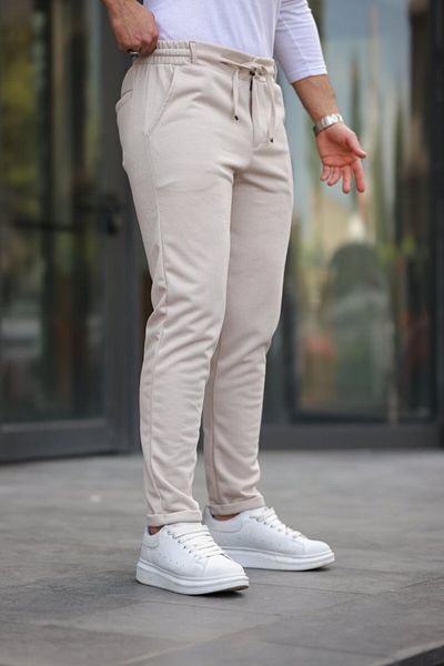 MRA Fashion Men's Waist Lace-Up Double Leg Knitted Cotton Fabric Jogger Pants