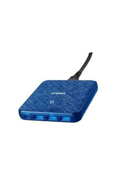 Anker شاحن 65 وات 4 منافذ 1USB-C 3 USB-A أزرق