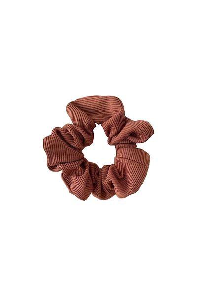 REDz Accessories Textured scrunchie, Velvet coral fleece, Hair elastic, Brown