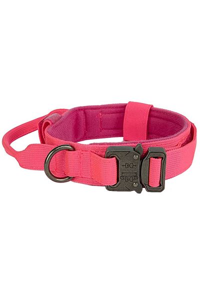 REDz Accessories Zgardă pentru câini Army, mâner de control, mărimea XL, închidere tip arici și cataramă, material textil, roz