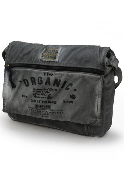 DARK COTTON 8128 Shabby Canvas Shoulder Messenger Gray 15.6" Laptop School Travel Daily Vintage Cotton Bag