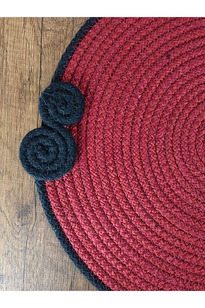 PİKKO HOME 2 Pcs 35 cm Claret Red Black Frame Polyester Water Plate(as)