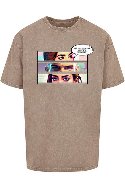 Merchcode Herren Thinking Comic Acid Washed Oversized Tee
