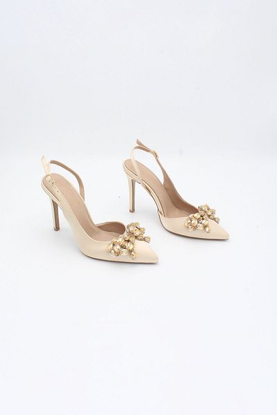 ENDİCAN 255 350 Women's Heeled Shoes Beige Satin