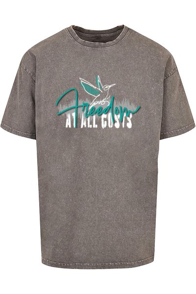 Merchcode Herren Freedom At All Costs Acid Washed Heavy Oversized Tee