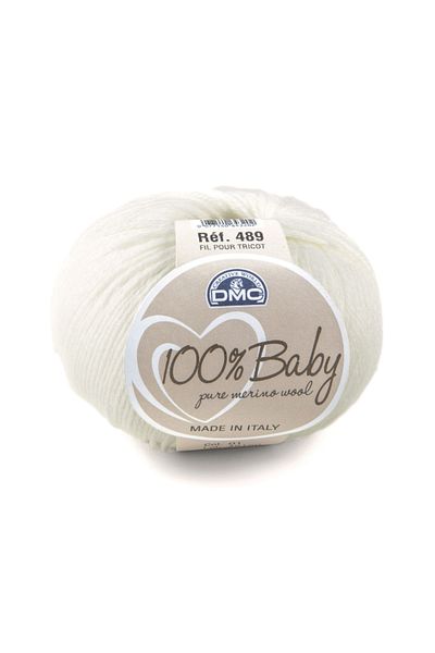 Dmc Wool yarn for knitting and crocheting 100% Baby Pure Merino Wool, 50g/225m, white/01