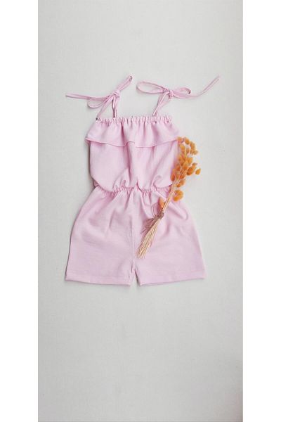 ikokokids Pomegranate Flower Baby Girl Linen Rope Strap Jumpsuit
