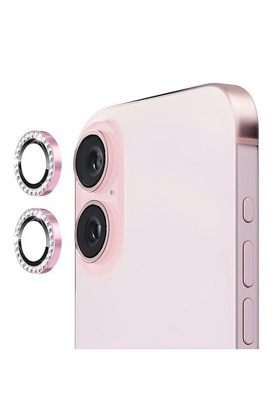 REDz Accessories Film foto cu strasuri, individual, compatibil cu iPhone 16 Plus, sticlă, roz