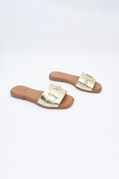 ENDİCAN 246 Rvg-7 Women's Genuine Leather Slippers Gold