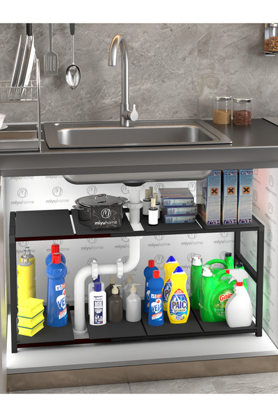 moniev Genişletilebilir Raf Ayarlanabilir Düzenleyici Suya Dayanıklı Mutfak Düzenleyici Banyo Düzenleyici