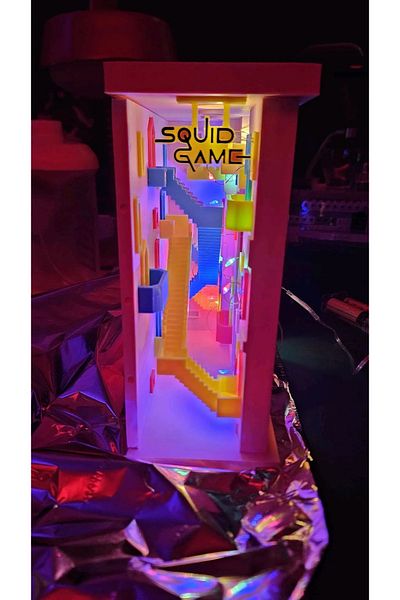 ardecem bilgisayar Book Nook Squid Game Ladder Book Nook DIY DIY