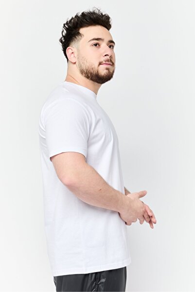 Maserati Men Crew Neck Short Sleeve Brand Logo T-Shirt, White