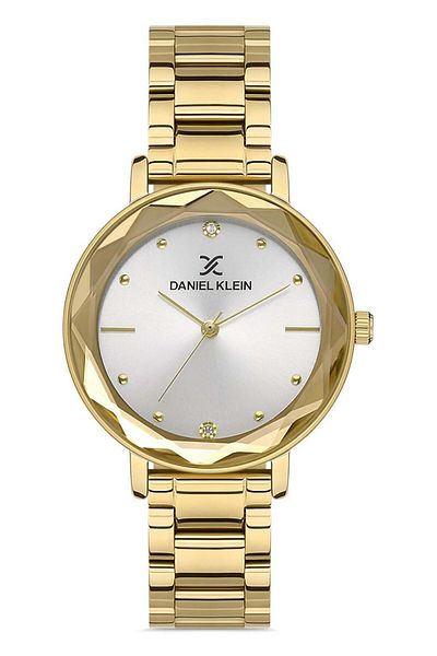 Daniel Klein Cutout Glass Yellow Steel Bracelet Women Wrist Watch