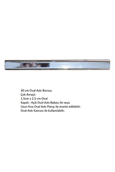 Adilon Oval Askı Borusu, 30 cm, Parlak Metal, Mutfak, Banyo, Vestiyer, Portma...