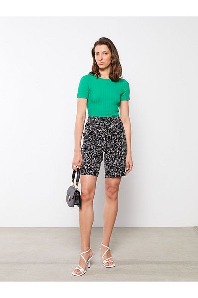 LC Waikiki Pantaloni scurți de damă cu model cu talie elastică