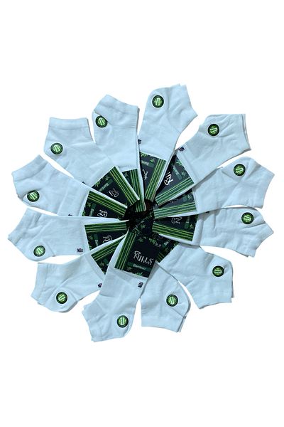 RENKLİ DÜNYA MODASI Rdm Ni̇lls Series Bamboo White Ankle Socks 12 Pieces