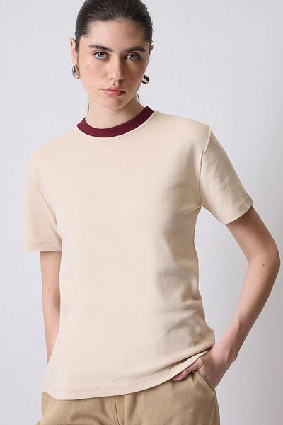 Touché Privé Ribbon Collar Short Sleeve T-Shirt
