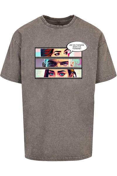 Merchcode Herren Thinking Comic Acid Washed Oversized Tee