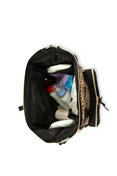 Avşar Baby Leopard Patterned Mother Baby Care Backpack