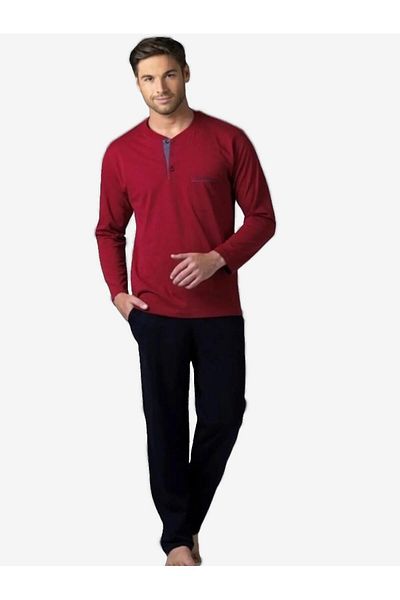 Pierre Cardin Men's Dowry Boxed 100% Cotton Long Sleeve Pajama Suit