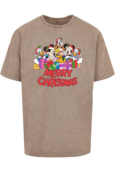 ABSOLUTE CULT Herren Mickey Mouse And Friends - Weihnachten Acid Washed Oversize Tee