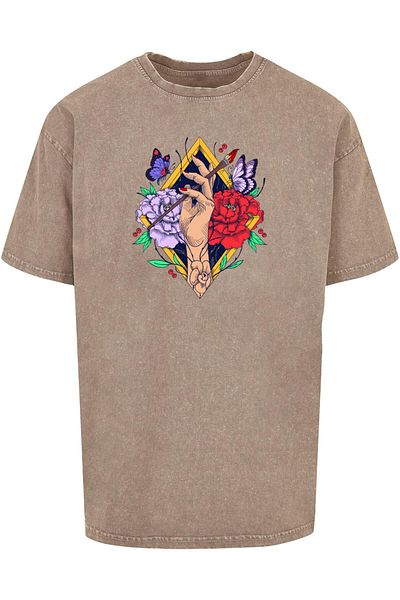 Merchcode Herren Frida Kahlo - Artist Acid Washed Heavy Oversize Tee