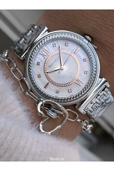 Ferrucci 18*22 MM Minimal Case, Silver Yellow Color Steel Strap, Rectangular Dial Women's Wristwatch + Bracelet