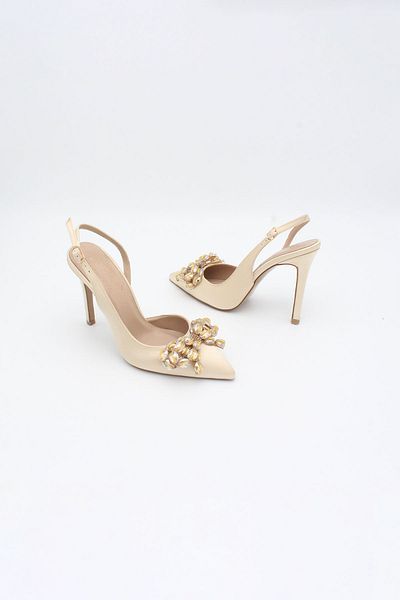 ENDİCAN 255 350 Women's Heeled Shoes Beige Satin
