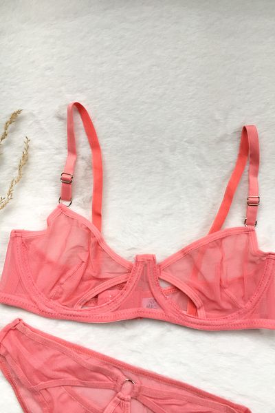 G&H UNDERWEAR - Salmon Tulle Detailed Bra Set of 2