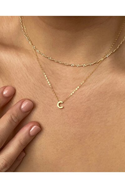 Asia by Leuvoié Asia By Leuvoie Altın Kaplama C Harfli İkili Zincir Kolye Seti