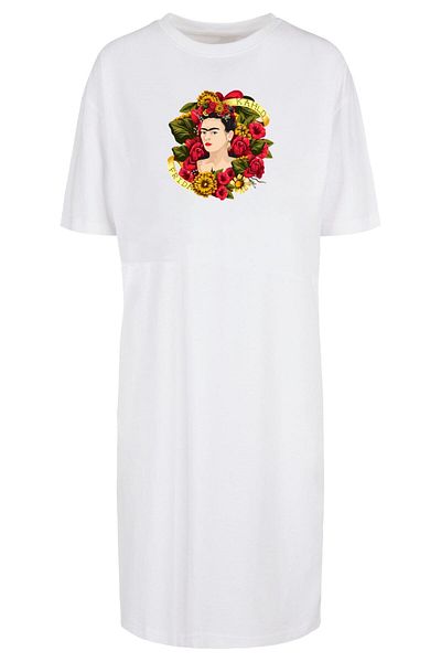 Merchcode Damen Ladies Frida Kahlo - Much Flowers Organic Oversized Slit Tee Dress