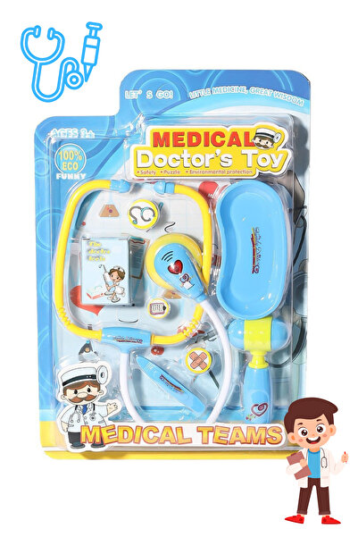Merva Işıklı Sesli Doktor Seti Oyuncak Doktor Seti Mavi