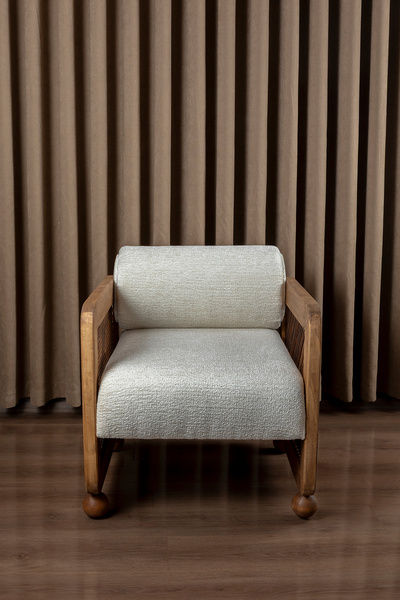 Aberteka ANİTA Ahşap Hazeranlı Bukle Kumaş Berjer