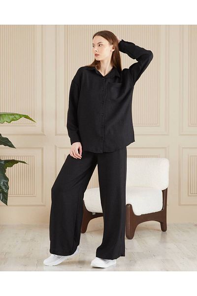 RecordHealing Linen Shirt Pants Two-Piece Set