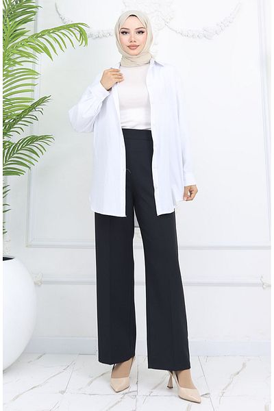 sefamerve Wide Leg Trousers 4001-01 Black