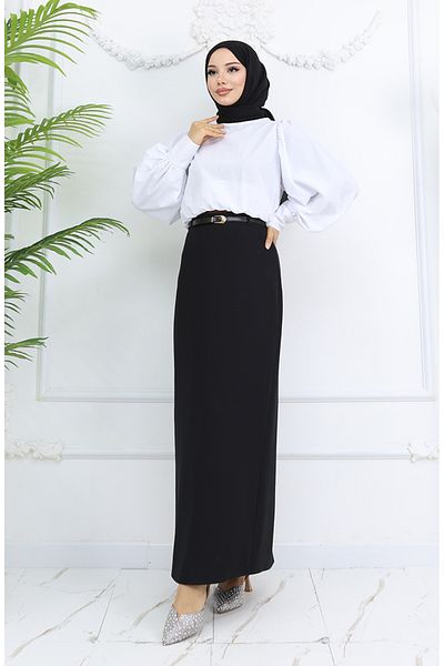 sefamerve Belted Skirt 2251-01 Black