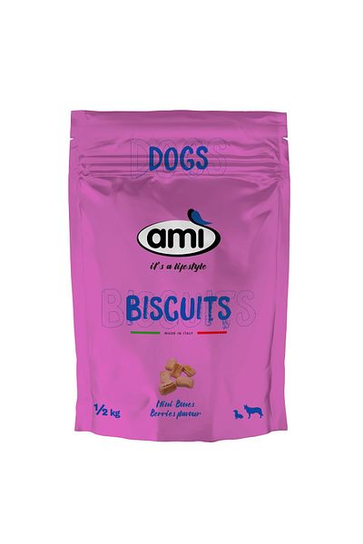 Ami Recompense caini tip Biscuiti 100 % Vegetali, Ami Vegan Dog, Fructe de Padure Rosii, Sac 500g