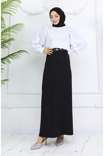 sefamerve Belted Skirt 2251-01 Black