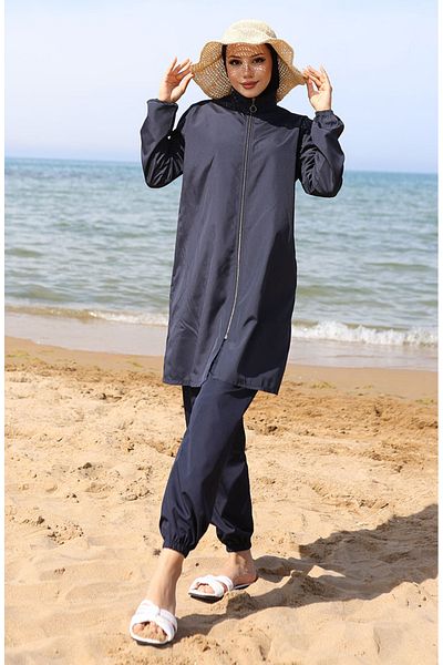 sefamerve Atlas 2-pack Hijab μαγιό με φερμουάρ 9006-02 Navy Blue