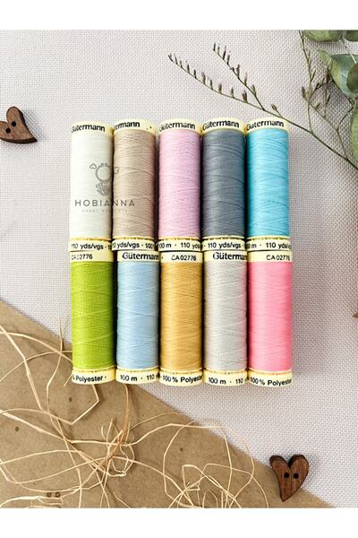 Hobianna Ață de cusut Gütermann 100 de metri - Set de 10 culori pastel