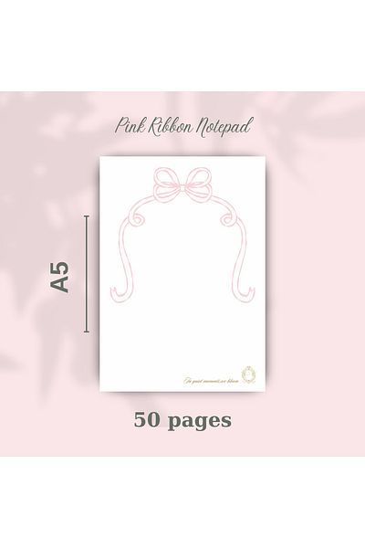 Notepad A5 Notepad Note Paper with Bow Detail, Stylish Pink Notepad