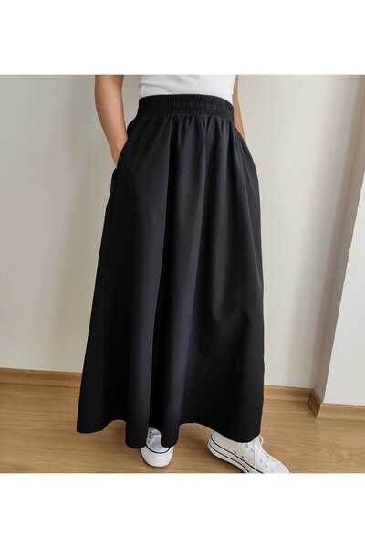 EKAY Fusta evazată din țesătură popelin cu buzunar (lungime 93 cm)