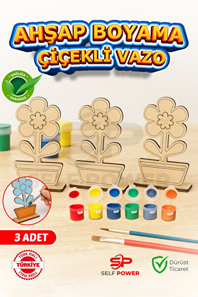 Self Power 3 Adet Ahşap Süslemeli DIY Boyama El Sanatları için Mükemmel Bahar...