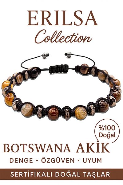 Erilsa Certified Terahertz Bostwana Brown Agate Stone Bracelet – Mental Purification Grounding Energy