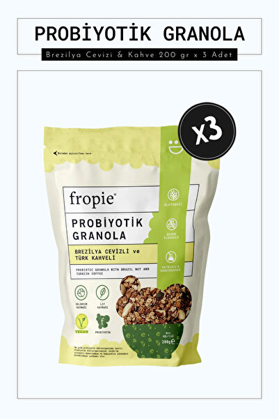 FROPİE Probiyotik Granola - Brezilya Cevizi & Kahve 200 gr x 3 Adet