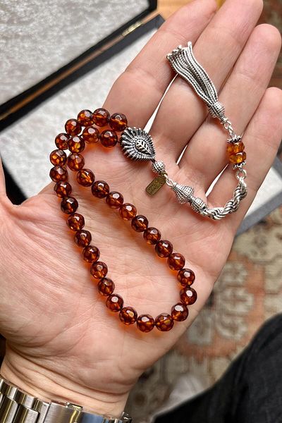 dergah tesbih Small Size Russian Drop Amber with Special Design Facet